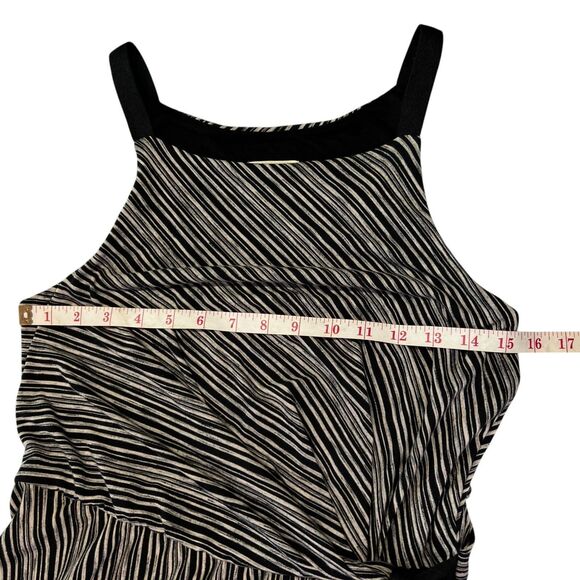 Maeve Anthropologie Salsola Hi-Lo Striped Side Tied Dress Small Black Cream - Picture 8 of 12